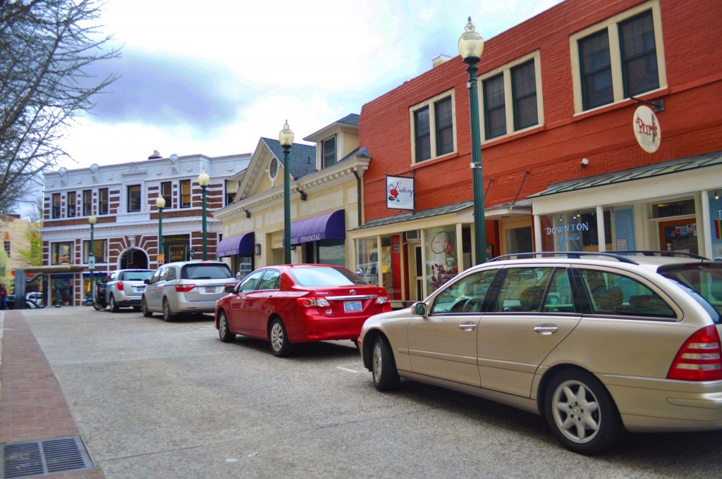 Asheville's pictureque Wall Street displays a charming sample of the city's art deco heritage. Photo: Carolyn Burns Bass