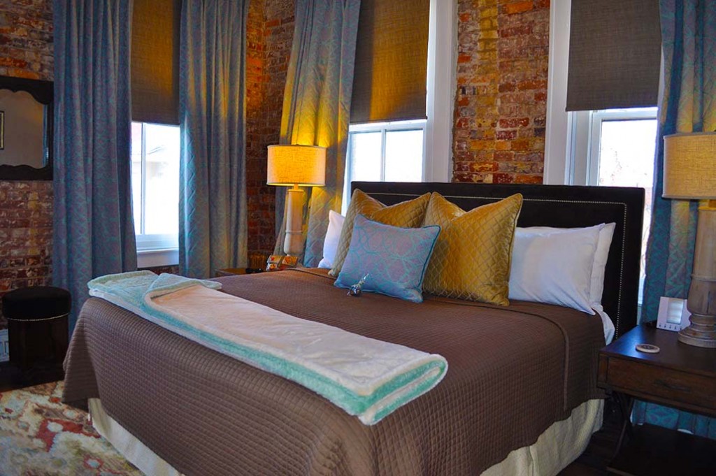 The bedroom of the suite at Windsor Boutique Hotel in Asheville. Photos: Carolyn Burns Bass