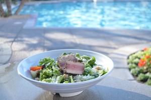 Try the ahi tuna salad at the Cabana Bar adjacent to the Paradise pool.